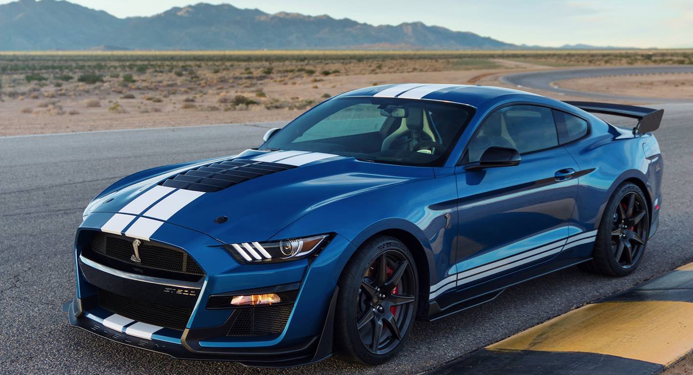 Mustang GT500 2020 Blau Front mit Carbon Paket